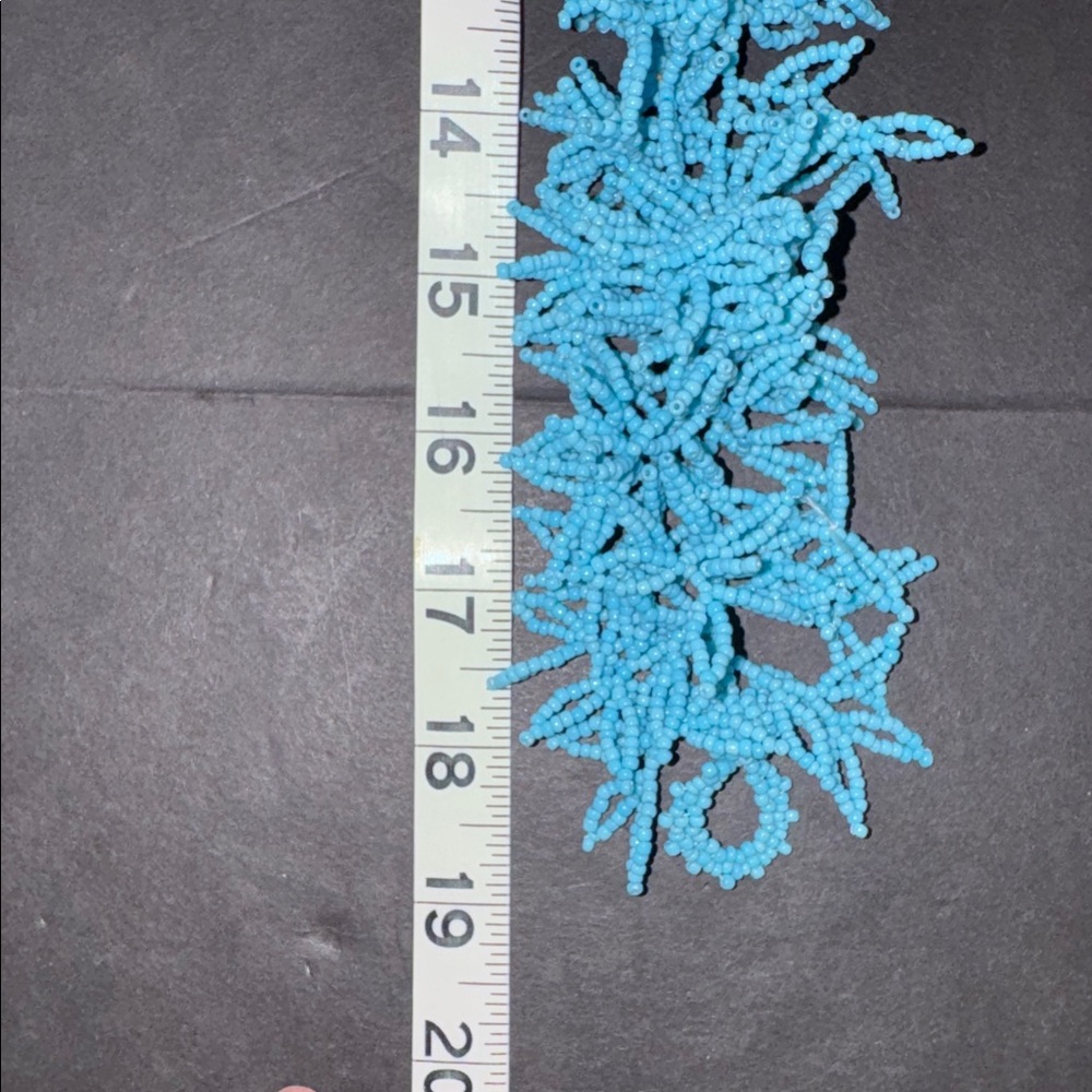 Blue Coral Designed Glass Beaded Fringe Necklace - Picture 8 of 15